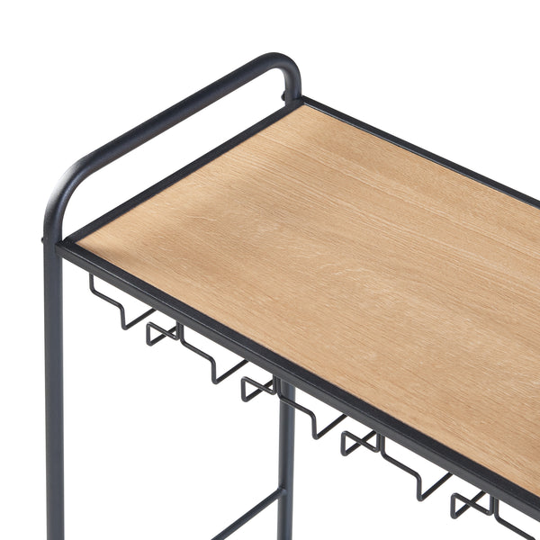 Stojak na wino Hustadvika 120x61x33cm czarny/dąb [en.casa]