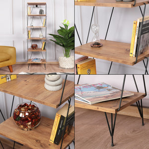 Półka stojąca 164x46x30 cm czarny/efekt drewna [en.casa]