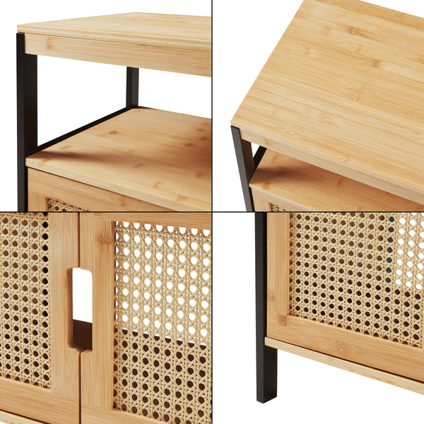 Szafka podumywalkowa Tervola 60x60x35 cm czarna/bambus [en.casa]