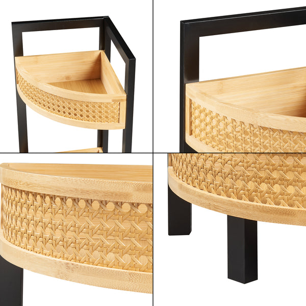 Tervola półka narożna 80x23x23 cm czarna/bambus [en.casa]