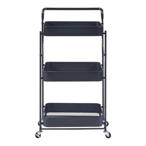 Wózek Vörå z 3 poziomami 88x45x30cm czarny [en.casa]