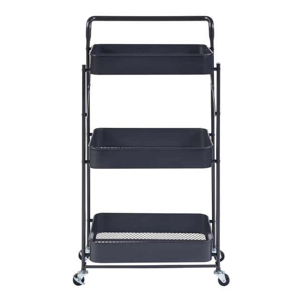 Wózek Vörå z 3 poziomami 88x45x30cm czarny [en.casa]
