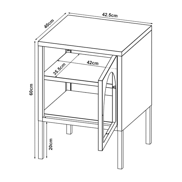 Szafka nocna Karlskrona 60x42,5x40 cm czarna, matowa [en.casa]