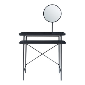 Toaletka Hjelmeland z lustrem 129x80x44 cm czarna [en.casa]