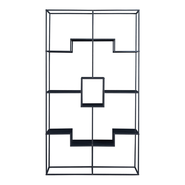 Półka stojąca Råde metalowa 180x100x35 cm czarna [en.casa]