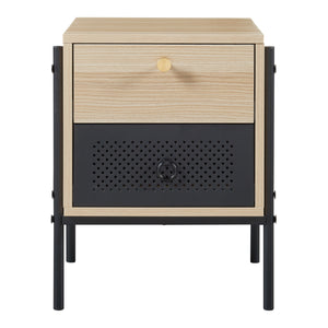 Szafka nocna Tysnes 39x35x47 cm dąb/czarny [en.casa]