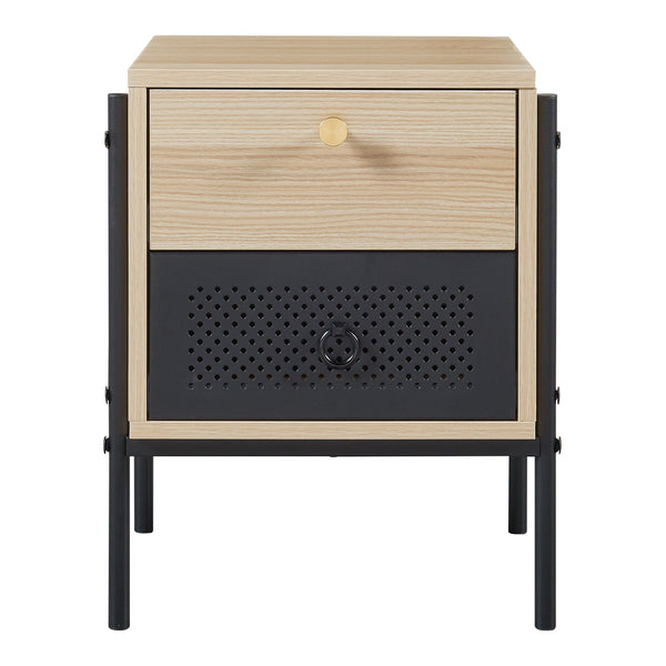 Szafka nocna Tysnes 39x35x47 cm dąb/czarny [en.casa]