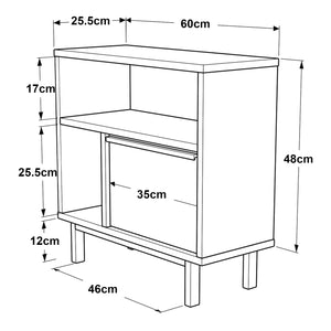 Stolik boczny Kvænangen 60x60x26 cm dąb/rattan [en.casa]