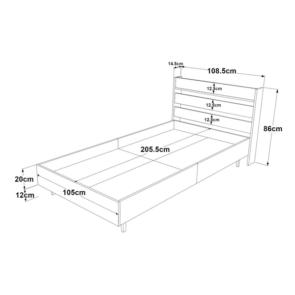 Łóżko pojedyncze Kvænangen 100x200 cm dąb/rattan [en.casa]