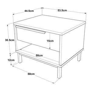 Stolik nocny Kvænangen 43x54x45 cm dąb/rattan [en.casa]