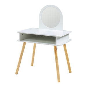 Dziecięca toaletka z taboretem Ovanåker biały/natura [en.casa]