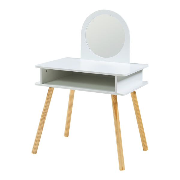 Dziecięca toaletka z taboretem Ovanåker biały/natura [en.casa]