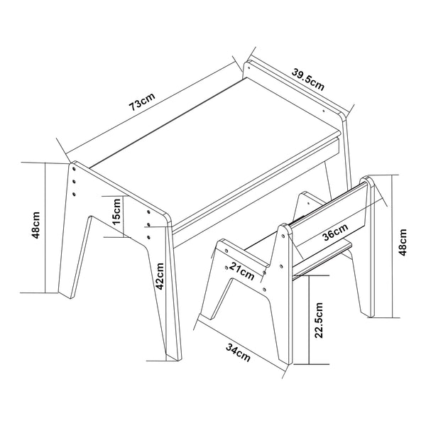 Biurko dziecięce z krzesłem Skinnskatteberg drewno/białe [en.casa]