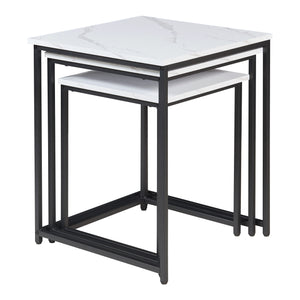 3-częściowy marmurowy stolik kawowy Trollhättan, biały [en.casa]