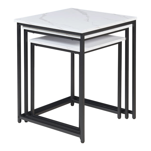 3-częściowy marmurowy stolik kawowy Trollhättan, biały [en.casa]