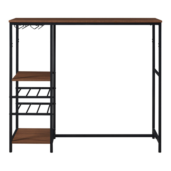 Stolik barowy Stjørdal ze stojakiem na butelki w kolorze czarnym/orzechowym [en.casa]