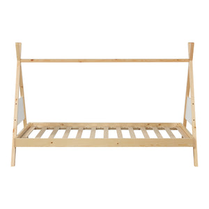 Łóżko Tipi Siikajoki z materacem 90x200cm drewno sosnowe naturalne [en.casa]