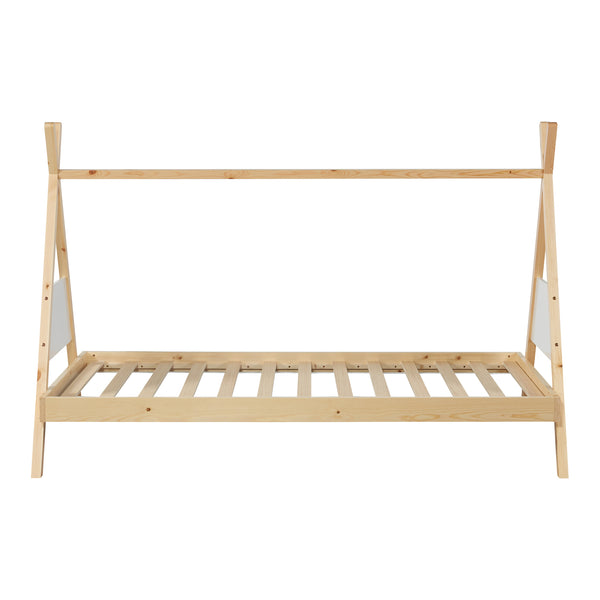 Łóżko Tipi Siikajoki z materacem 90x200cm drewno sosnowe naturalne [en.casa]