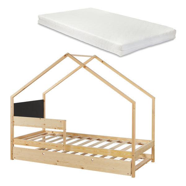 Łóżko domowe Sodankylä z rozkładanym łóżkiem z materacem 90x200cm [en.casa]