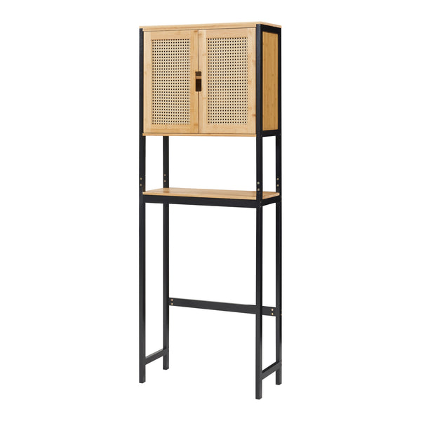 Szafka toaletowa Tervola 172x63x27 cm czarna/bambus [en.casa]