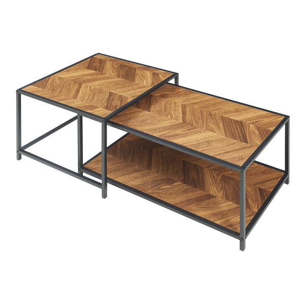 2-częściowy stolik kawowy Kurghore, czarny/dębowy, ciemny [en.casa]