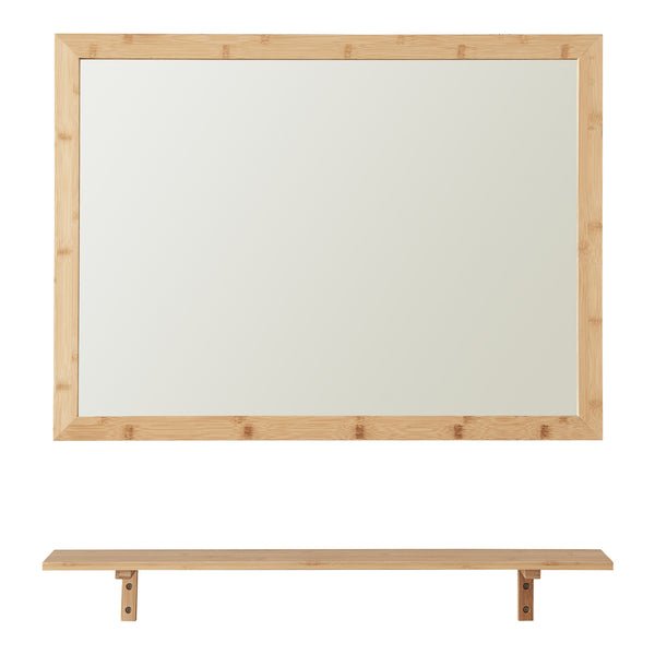 Lustro ścienne z zestawem półek Boksereys bamboo nature [en.casa]