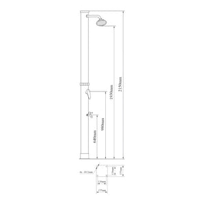 Prysznic solarny Frerievn z deszczownicą 215 cm 18L [casa.pro]