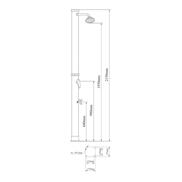 Prysznic solarny Frerievn z deszczownicą 215 cm 18L [casa.pro]