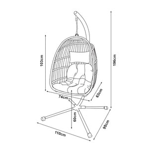 Fotel wiszący Edeng ze stelażem 196x110x95 cm Szary [en.casa]