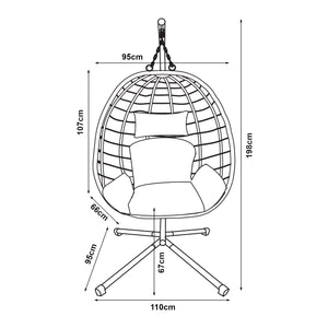 Krzesło wiszące Kandsvas z ramą 198x110x95 cm szare [en.casa]