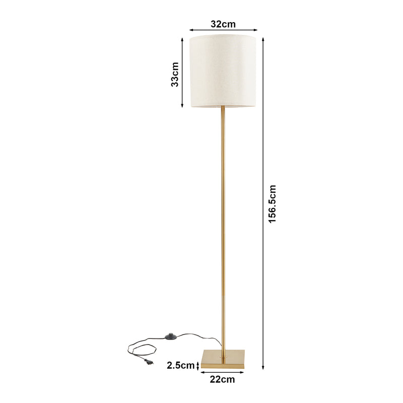 Szkic wymiarowy Lampa podłogowa Fildholm 157cm kolor mosiądz/wygląd lnu [lux.pro]