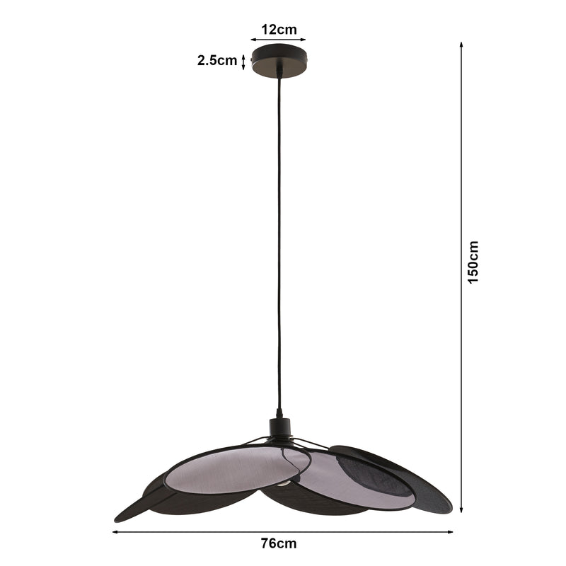 Szkic wymiarowy Lampa wisząca Blackwood czarny metal/tekstylia [lux.pro]