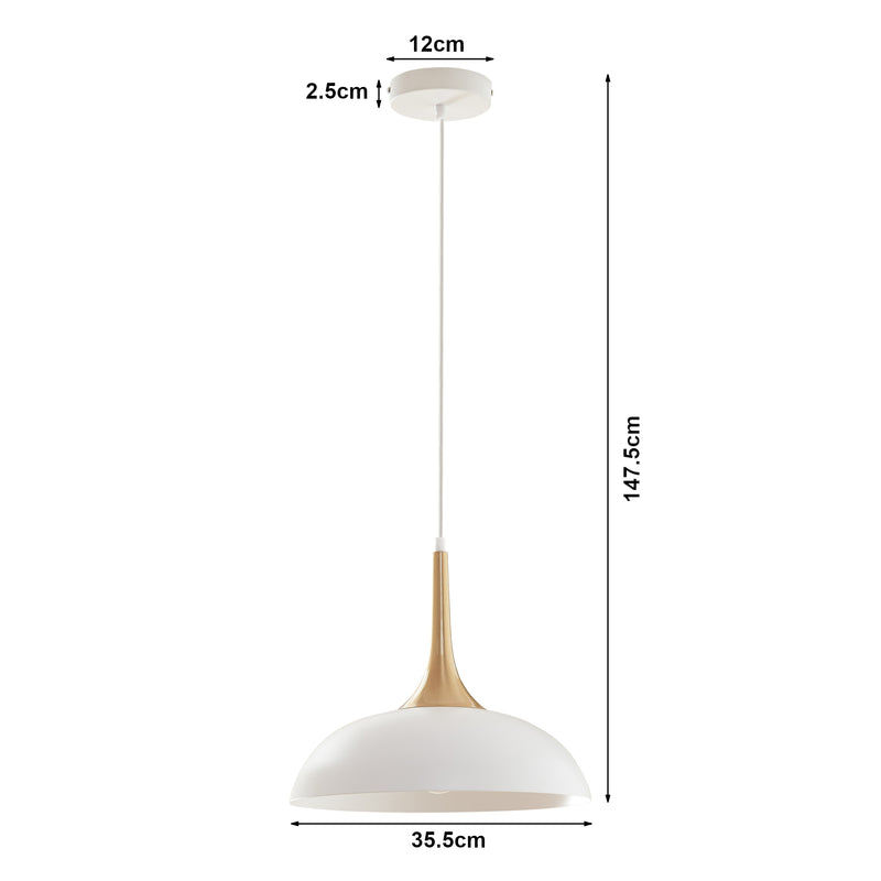 Szkic wymiarowy Lampa wisząca Blairgowrie metal biały/mosiądz kolorowy [lux.pro]