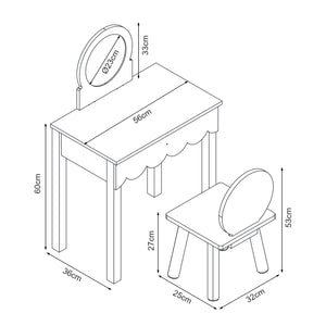 Stolik do makijażu dla dzieci z krzesełkiem Vestnes Cotton Candy/White [en.casa]