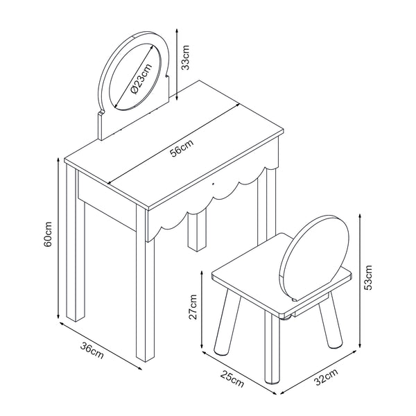 Stolik do makijażu dla dzieci z krzesełkiem Vestnes Cotton Candy/White [en.casa]