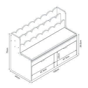 Ławka dziecięca z półką Vestnes 100x45x70 cm Cotton Candy/Biały [en.casa]