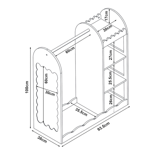 Szafa dziecięca Vestnes z lustrem 100x94x38 cm Cotton Candy [en.casa]