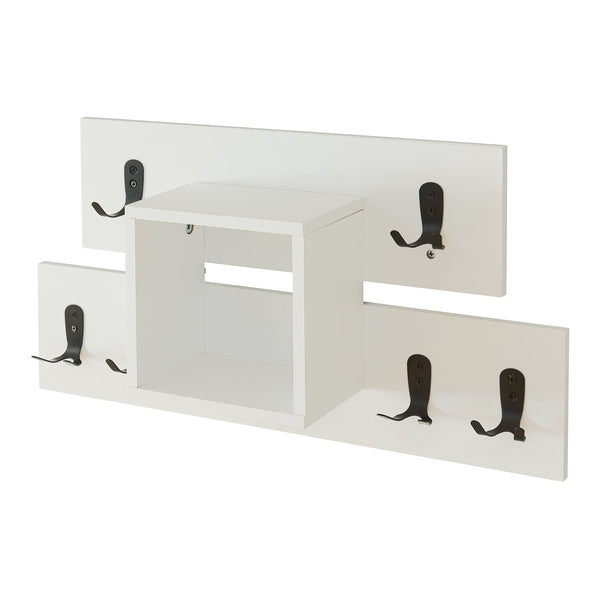 Wieszak ścienny Vänd z półką 32x60x14 cm Biały [en.casa]