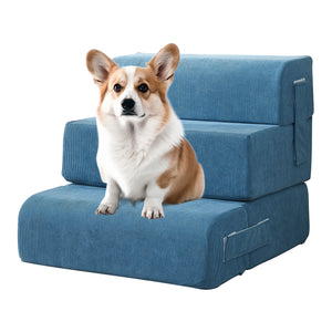 Schody dla zwierząt Joelerhatra 4-częściowe 45x50x45 cm Cord Blue [en.casa]