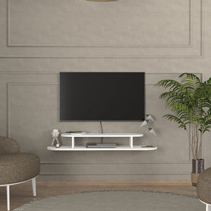 Wisząca półka TV Targema 120x30x16 cm Biała [en.casa]