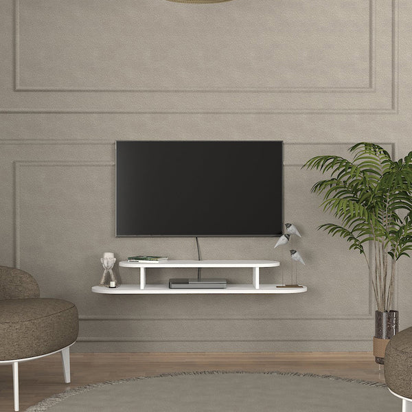 Wisząca półka TV Targema 120x30x16 cm Biała [en.casa]