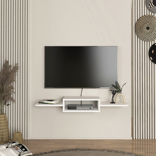 Wisząca półka TV Tar 115x30x16 cm biała [en.casa]
