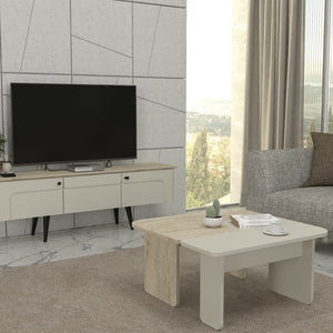 2-częściowy stolik kawowy Boneksbelt w kolorach piaskowca i trawertynu [en.casa]