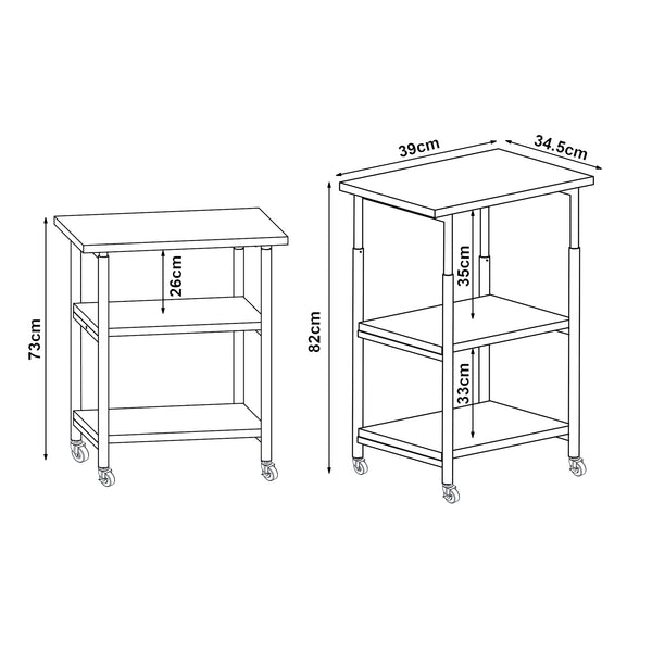 Stół na kółkach do drukarki Janertu 82x39x35 cm Biały [en.casa]