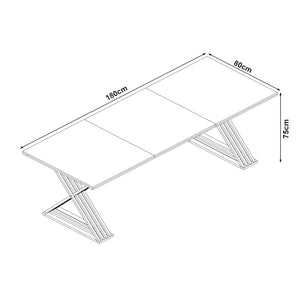 Stół do jadalni Hujaari dla 6 osób o marmurowym wyglądzie, biały/złoty [en.casa]