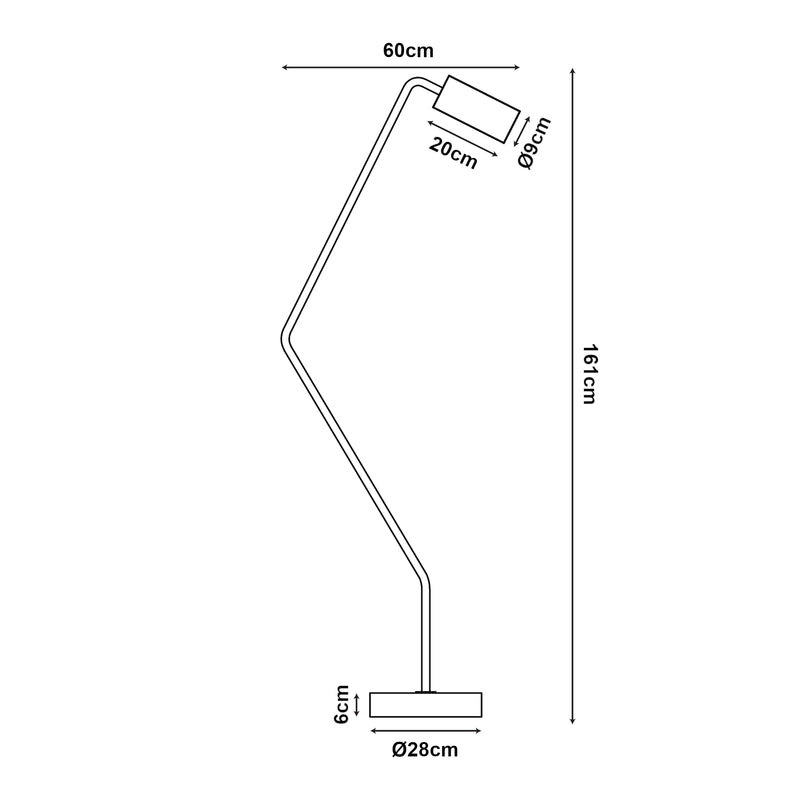 Szkic wymiarowy Lampa podłogowa Vatka GU10 metal czarny / marmur, biały [lux.pro]