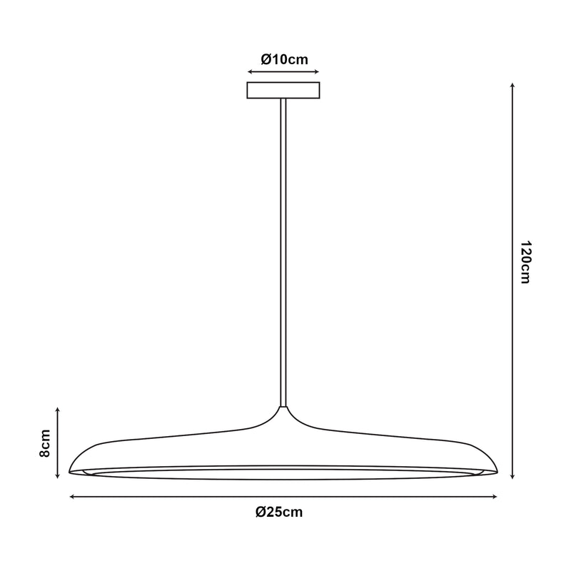 Szkic wymiarowy Lampa wisząca Oupilu ze zintegrowanymi diodami LED metal 120x25x25 cm czarny/biały [lux.pro]