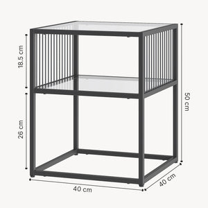 Stolik boczny Tronevn ze szklanym blatem 50x40x40 cm czarny [en.casa]