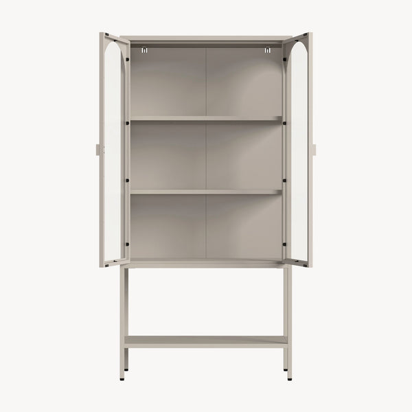 Szafa witrynowa Klippestad stal 160x80x35 cm kolor wielbłądzi [en.casa]
