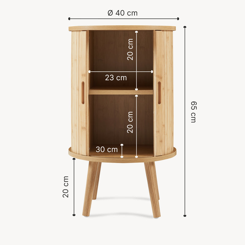 Szkic wymiarowy Stolik nocny Nordkapp 65x40 cm bambus [en.casa]